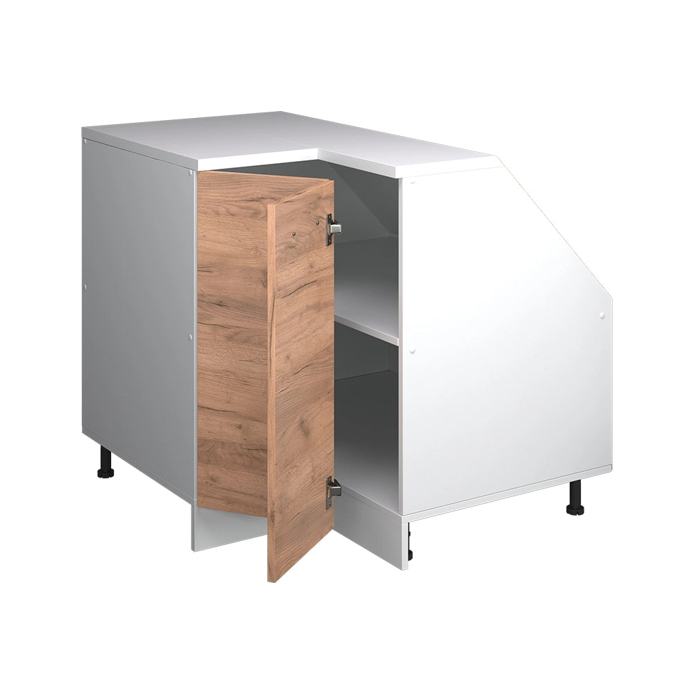 Mobile sottotetto Mobile angolare Rion Rovere dorato/Bianco 75.6 x 83.8 cm con 1 porta, carcassa dell’armadio profondità 60 cm Vicco