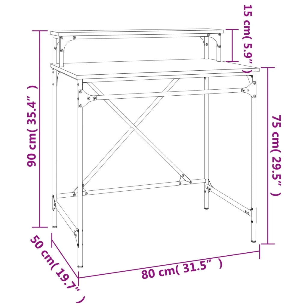vidaXL Scrivania Nera 80x50x90 cm in Legno Multistrato e Ferro