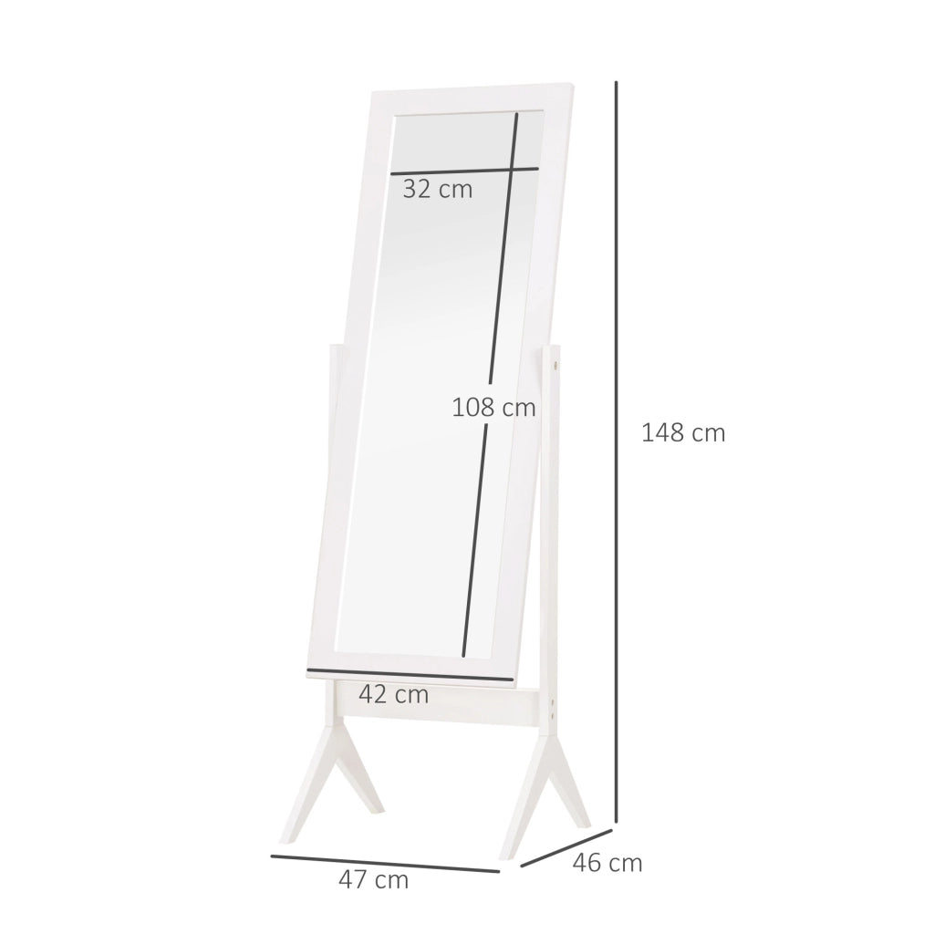 Specchio da Parete con Piede Bianco ¨C Zephmum ¨C MDF 47x46x148 cm