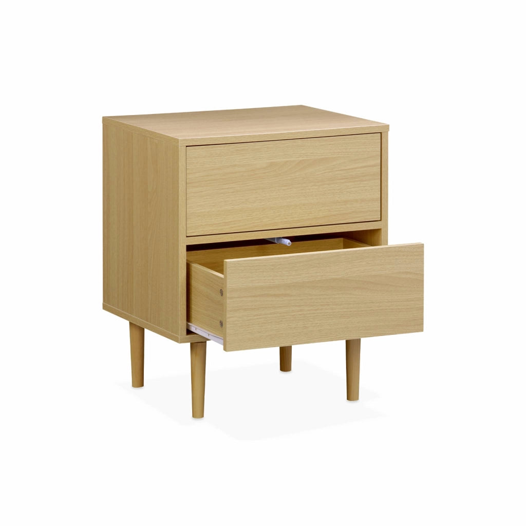 Comodino effetto legno naturale, marrone naturale