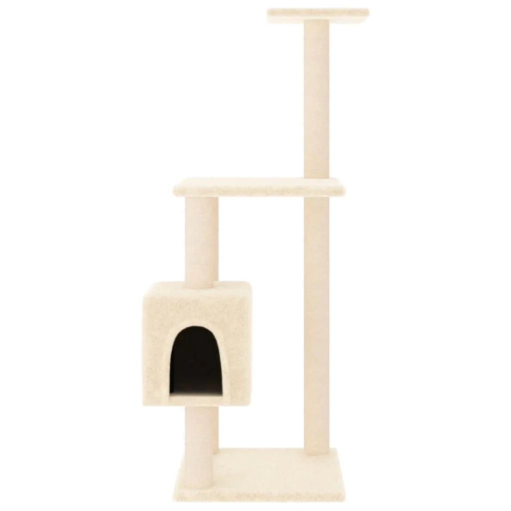 Tiragraffi per gatti torre per arrampicata giocattolo piattaforma per arrampicata con tiragraffi in sisal 104 cm crema 02_0022449