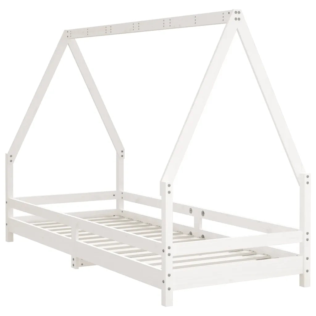 Giroletto per Bambini | Letto Infantile | Lettino Bianco 90x200cm in Legno Massello di Pino