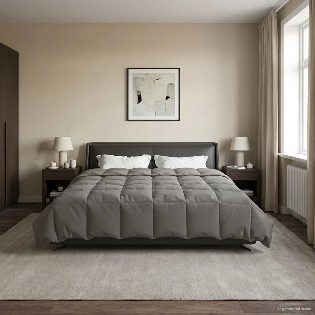 Duvet Estivo Trapuntato Grigio chiaro 200 x 200 cm Microfibra