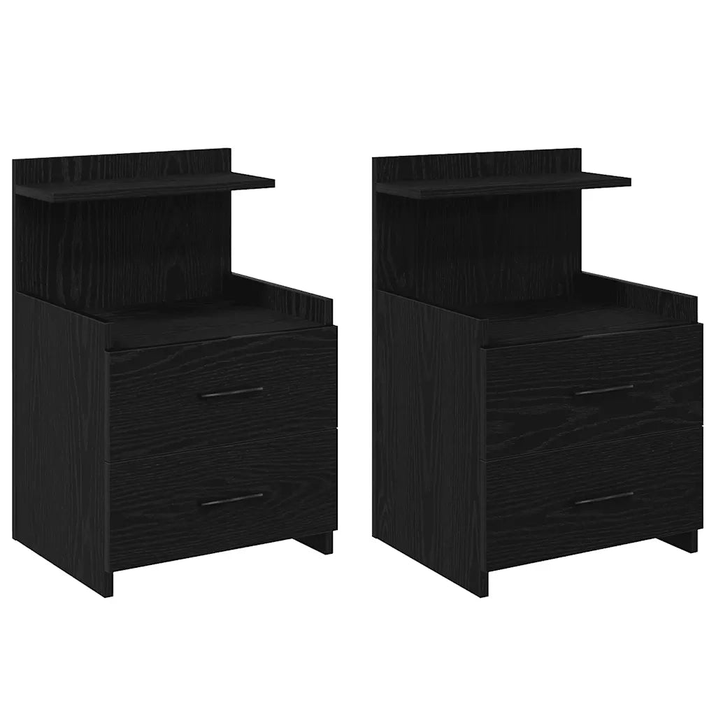 Comodini 2 pz con 2 cassetti neri 40x36,5x62 cm