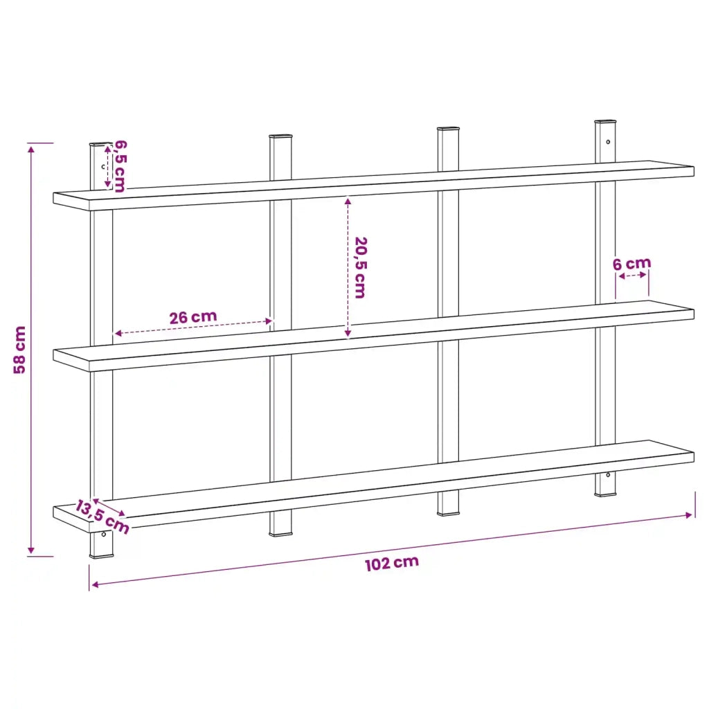 Scaffale da parete Sonoma grigio 102 x 13,5 x 58 cm 8020368
