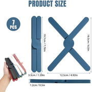 Set di Sostegni Porta 7 - Pieghevole Silicone - Antiscivolo e Resistente al Calore - Tappeti Multifunzionali - Adatto fino a 220 Gradi - Dimensioni 20 x 3,2 x 1,1 cm - Sostegni Porta