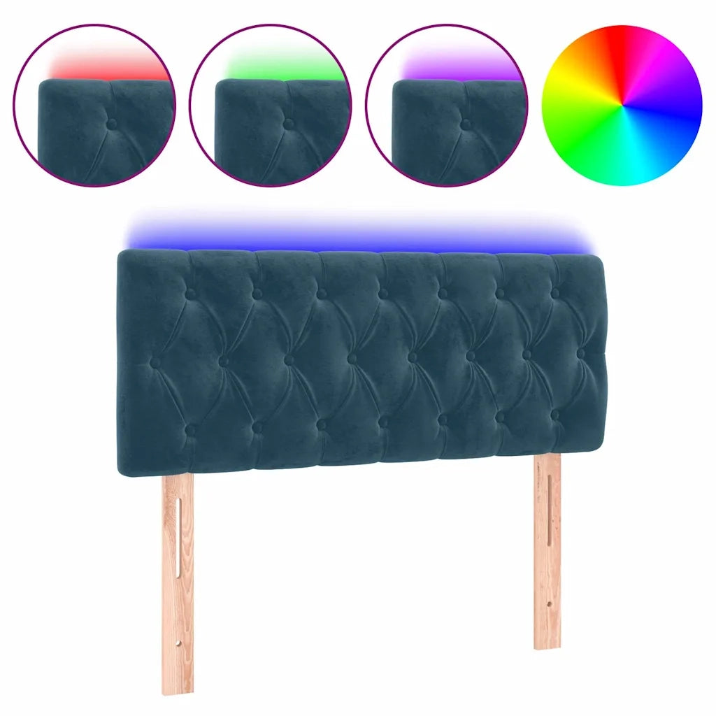 Testiera | Testata a LED Blu Scuro 90x7x78/88 cm in Velluto