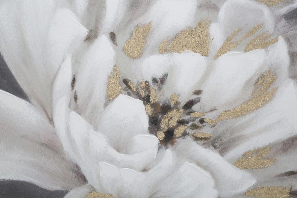 DIPINTO SU TELA WHITE/GOLD FLOWER CM  80X3,7X100