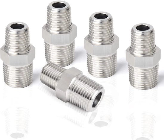 Connettore BSP 1/2" x 1/4" - Zinco 304 - Industriale - Adatto per acqua, aria, gas, olio - Utilizzo universale