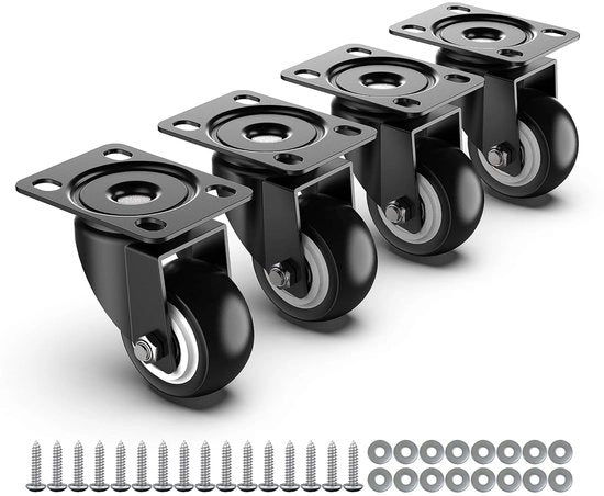 50mm ruote per mobili - 250 kg capacità totale - Set di 4 ruote pesanti senza freni Ruote di sterzo Ruote di trasporto Ruote per mobili su pallet