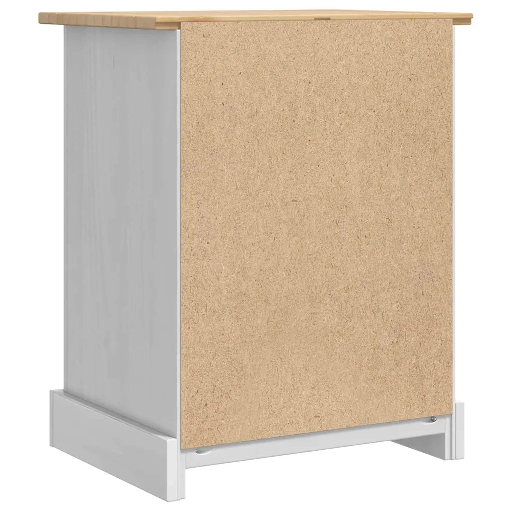 Comodino | Armadio da Notte | Mobiletto da notte Corona Bianco 53 x 39 x 66 cm Pino massello