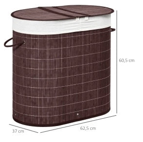 Contenitore per biancheria bagno in bambù 100L con coperchio e due sacchi estraibili