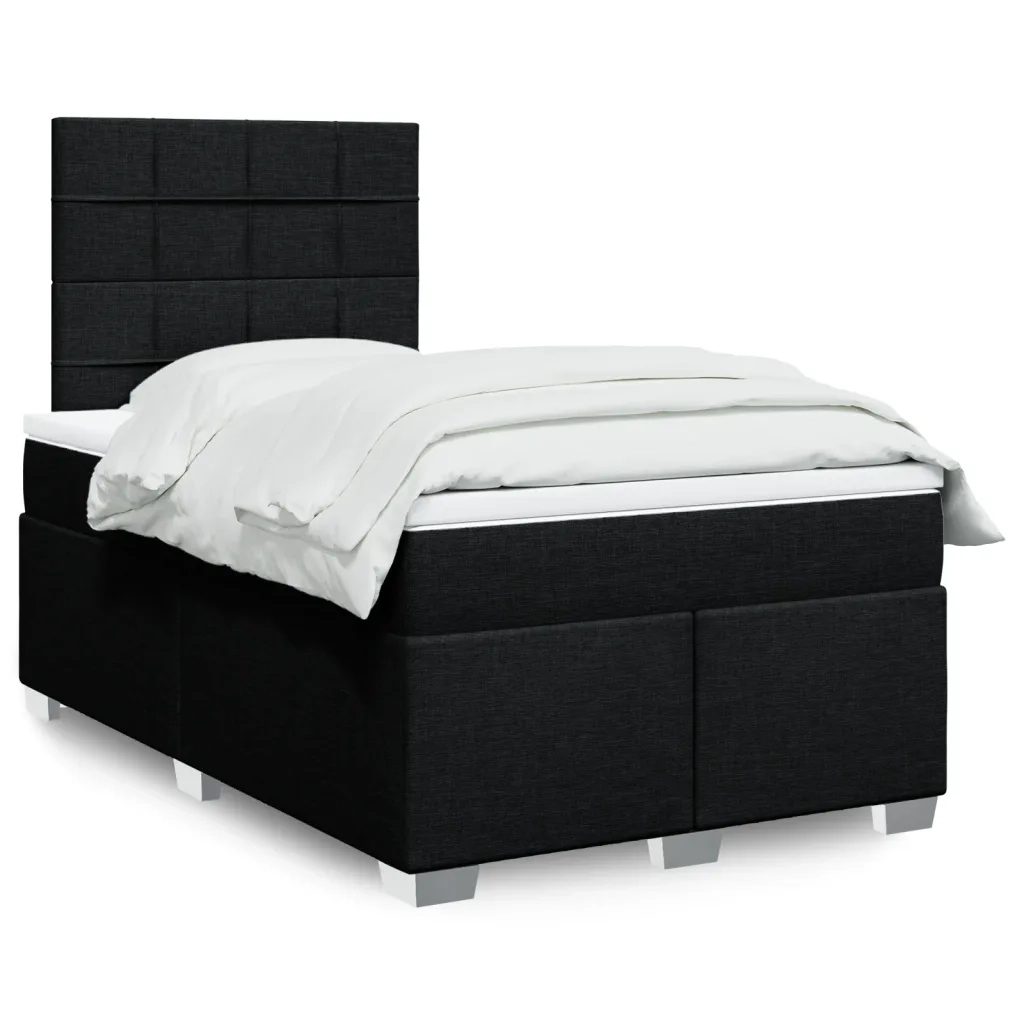 Giroletto a Molle con Materasso Nero 120x200 cm in Tessuto