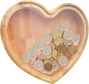 Cassa di Risparmio in Legno Personalizzabile per Bambini - Forma a Cuore - Ideale per Camere da Letto, Salotto e Decorazione da Tavola o per la Scatola del Giocattolo