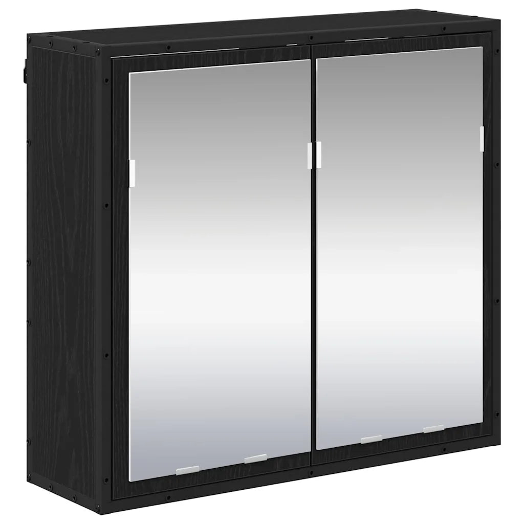 Set di mobili per il bagno 4 pcs Rovere Nero Legno multistrato