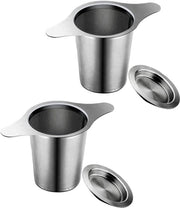 Due pezzi Filtro per Tè - Filtro per Tè RVS con Manico e Piatto per Bambini - Filtro per Tè per Tè in Sacchetto