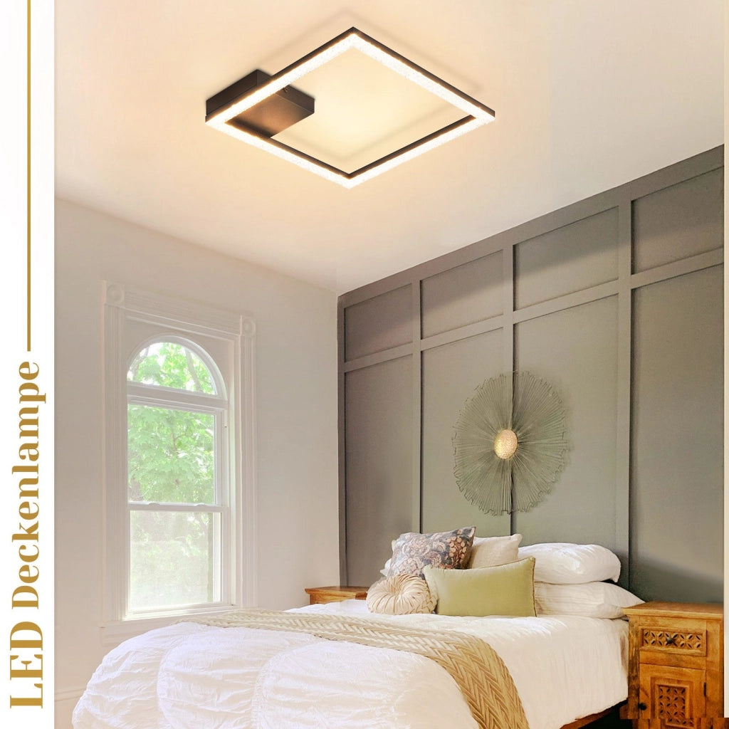 ZMH Lampada da soffitto plafoniera LED 12W bianco caldo cristallo metallo per soggiorno corridoio