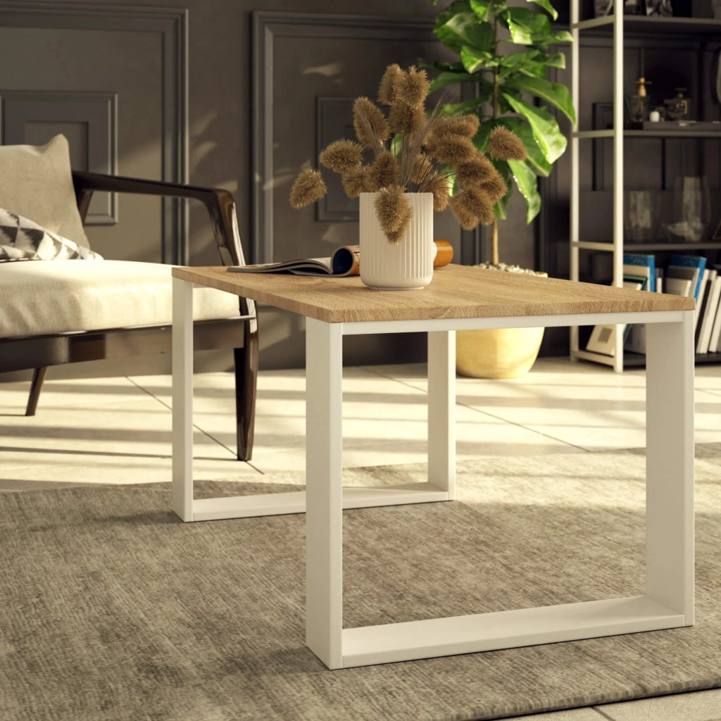 Tavolino da caffè AKORD NOX Sonoma Quercia 92 cm gambe Bianche 92x53x45 cm