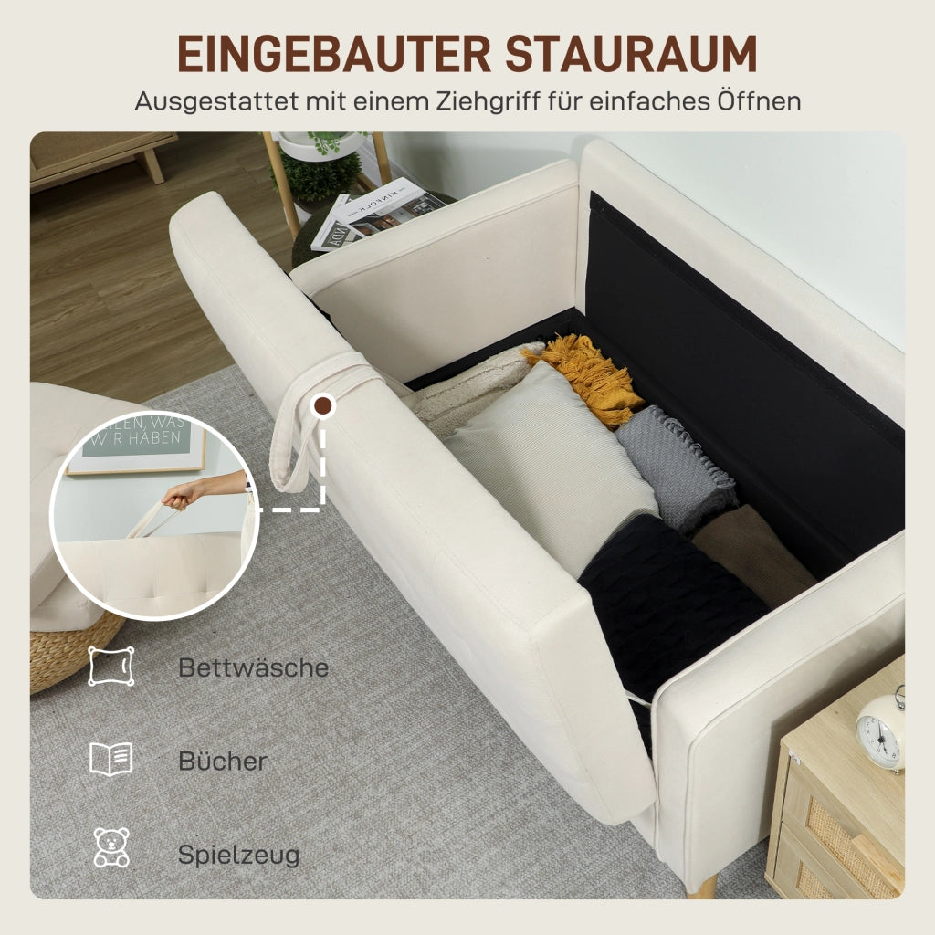 Divano 2 posti con contenitore e cassetti ¨C zephmum ¨C crema 117x62x78 cm