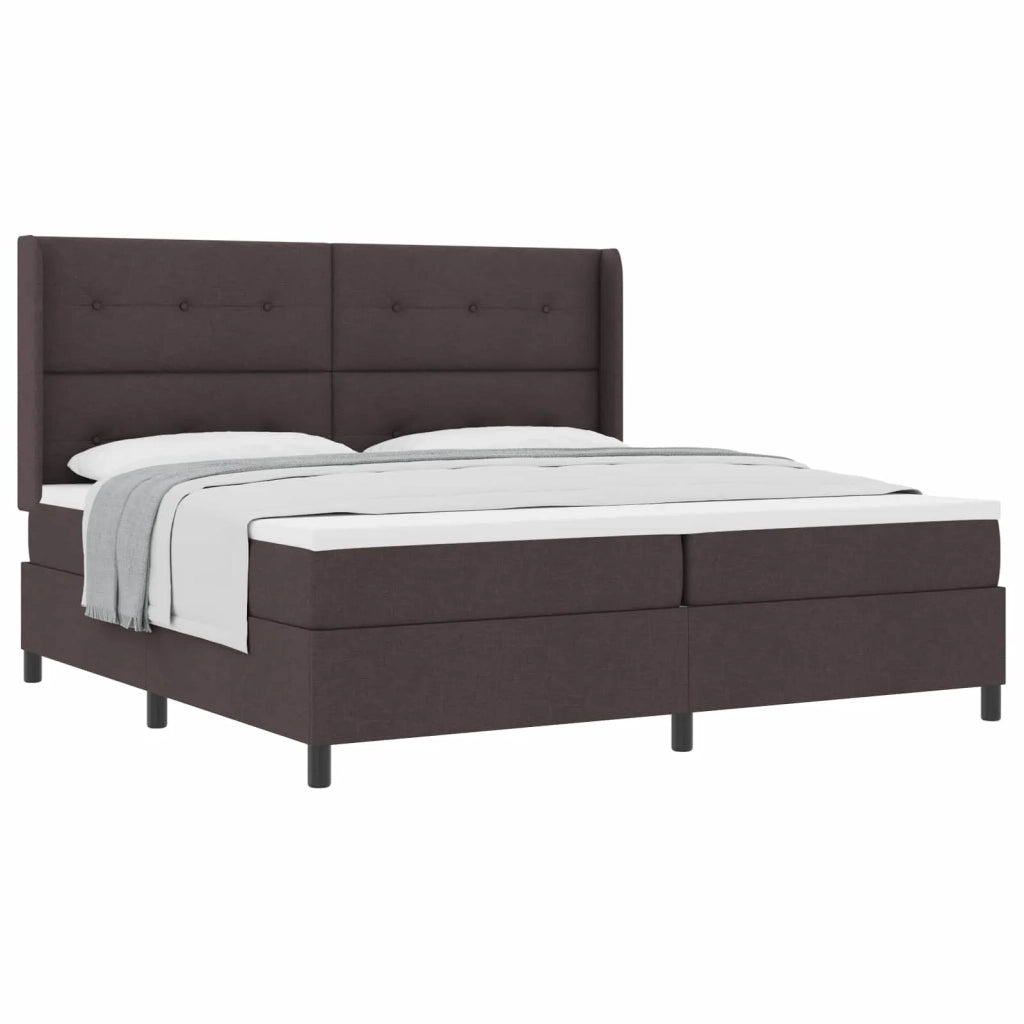 Letto a molle con cuscino Marrone Scuro 200 x 200 cm Tessuto 3341668