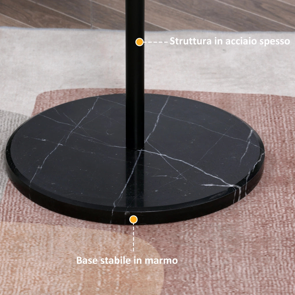 Appendiabiti da Terra con Base in Marmo ¨C Xylo ¨C Acciaio Nero 8 Ganci 35x35x170cm
