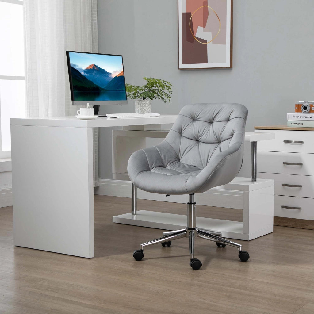 Sedia da Ufficio Ergonomica Girevole ¨C Zephmum ¨C Velluto Grigio 59x58x80-90cm