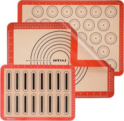 Set di mattonelle in silicone da 3 pezzi - Superficie antiaderente per padelle, termometro, maccheroni, pizza e impasto per pane - Rame
