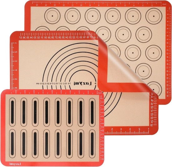 Set di mattonelle in silicone da 3 pezzi - Superficie antiaderente per padelle, termometro, maccheroni, pizza e impasto per pane - Rame