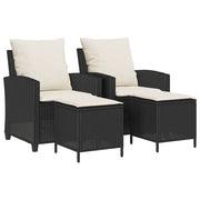 Set Divani da Giardino 4 pz con Cuscini Nero in Polyrattan CFW2110514