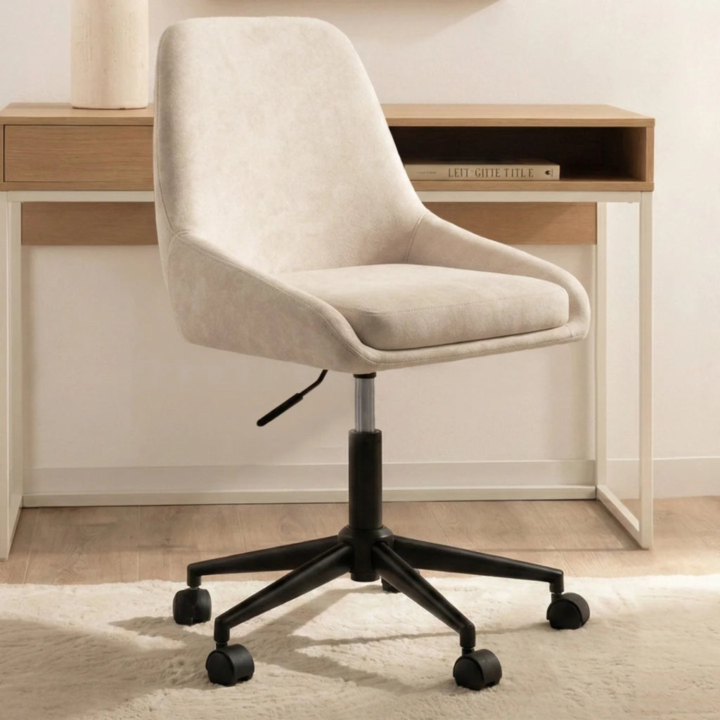 IDMarket - Sedia da ufficio MARTIN in tessuto cinigliato beige, girevole e regolabile in altezza su rotelle