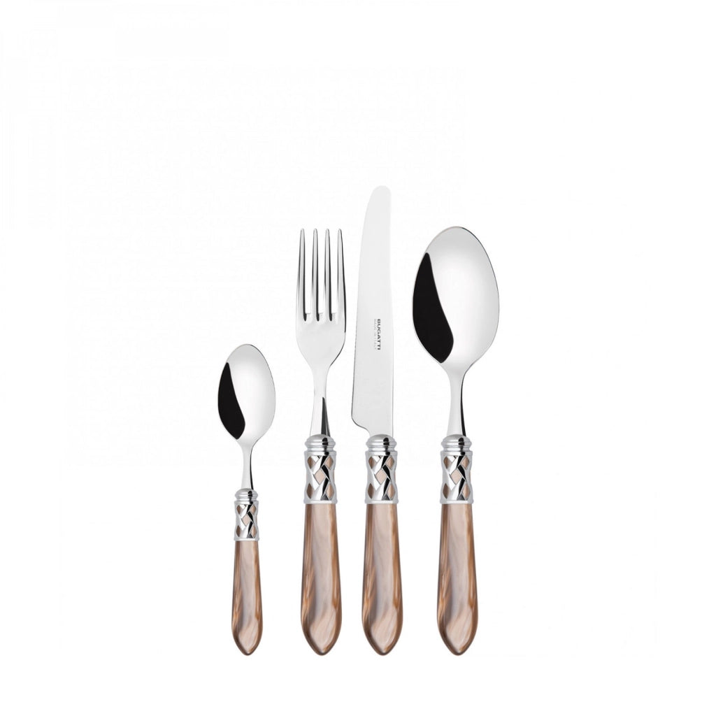 ALADDIN Ghiera Cromata, Posate Set 24 pz, Scatola Legno Wengè, Colore: Onice