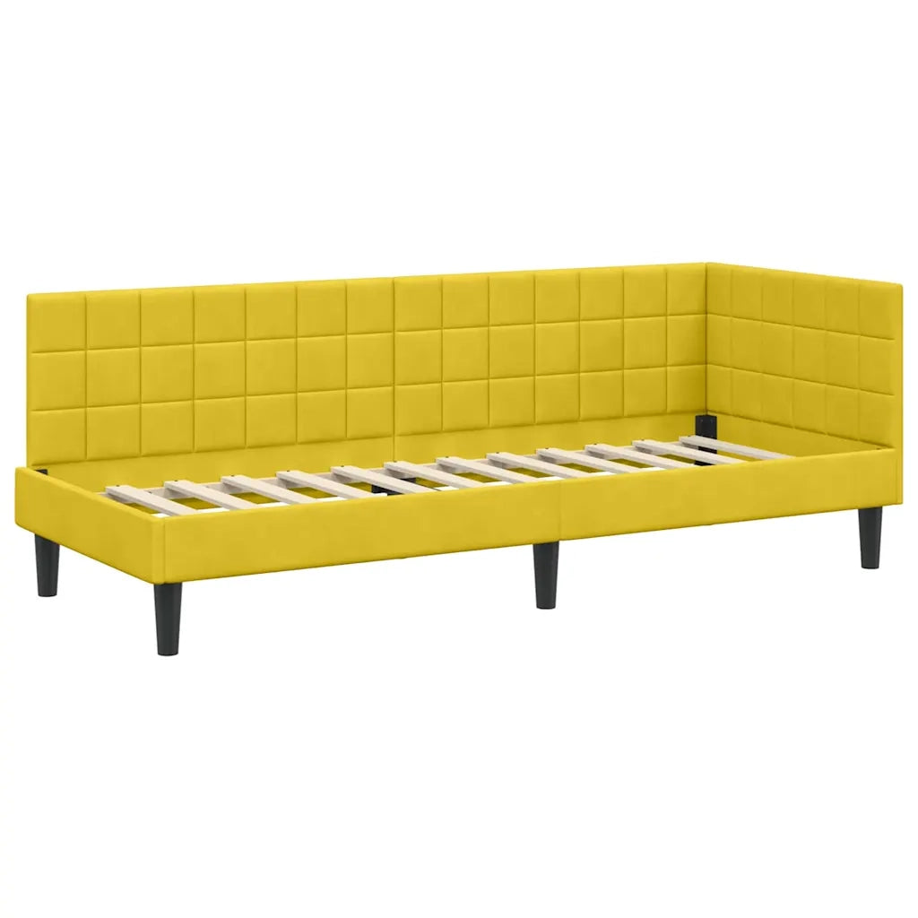 Cornice del letto ad angolo Giallo 80 cm x 200 cm Velluto