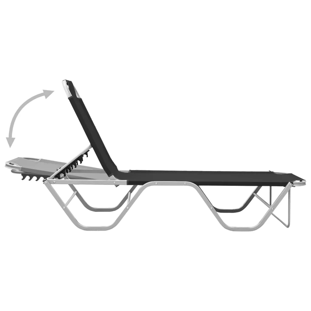 Lettino prendisole sedia a sdraio lettino prendisole letto da giardino mobili da esterno per patio alluminio e textilene nero 02_0012254