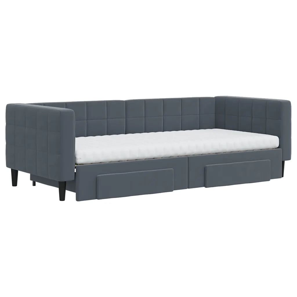 Divano Letto Estraibile Cassetti Grigio Scuro 90x200cm Velluto 3196764
