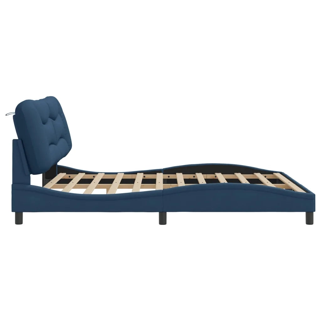 Giroletto con LED senza Materasso-Struttura Letto Hvar Blu 180x200 cm in Tessuto