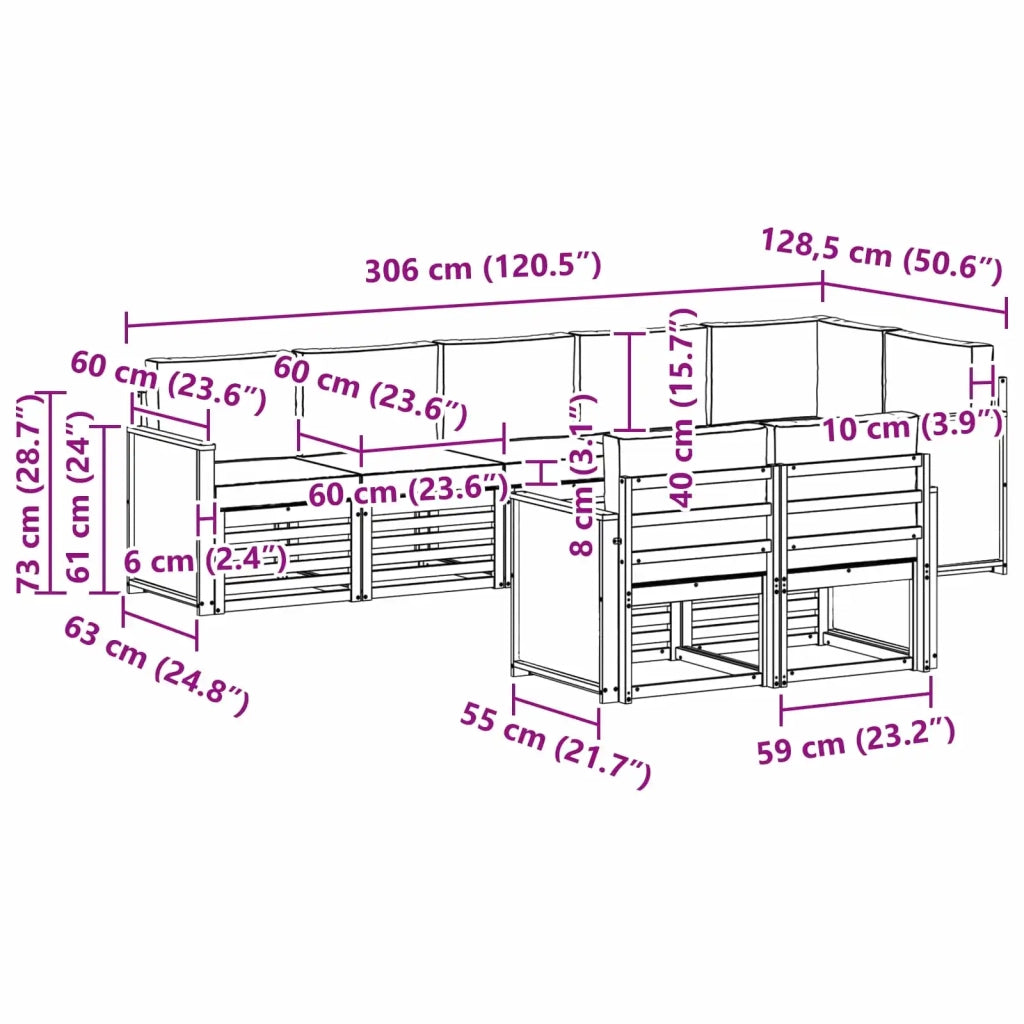 Set di divani da esterno 7 pz 3384509