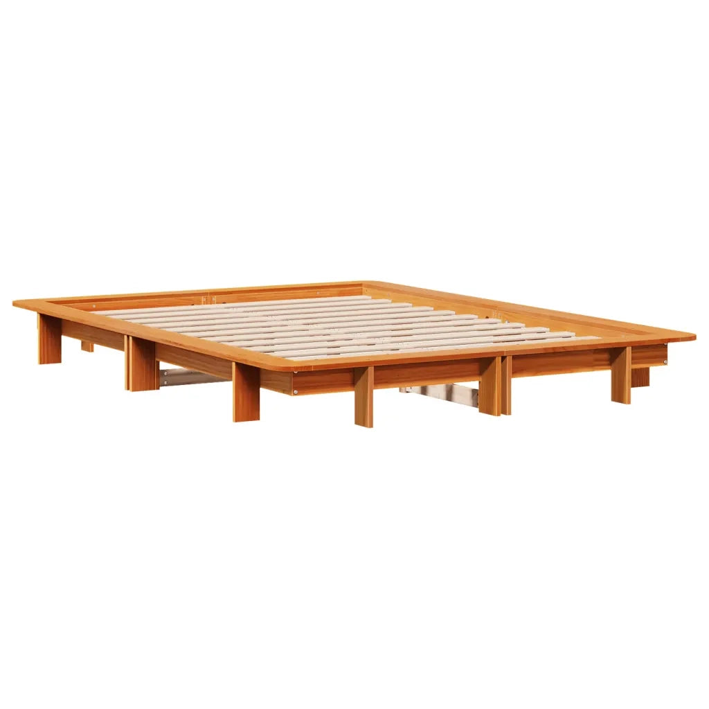 Letto senza Materasso-Struttura Letto Marrone Cera 135x190 cm in Legno di Pino 564167