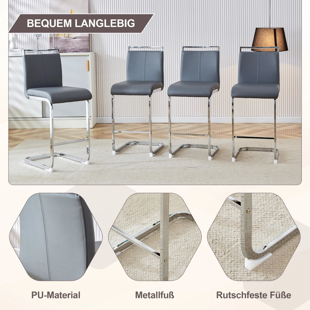 SGABELLO DA BAR Set da 2 pezzi 96,5 cm Grigio Scuro in PU e metallo