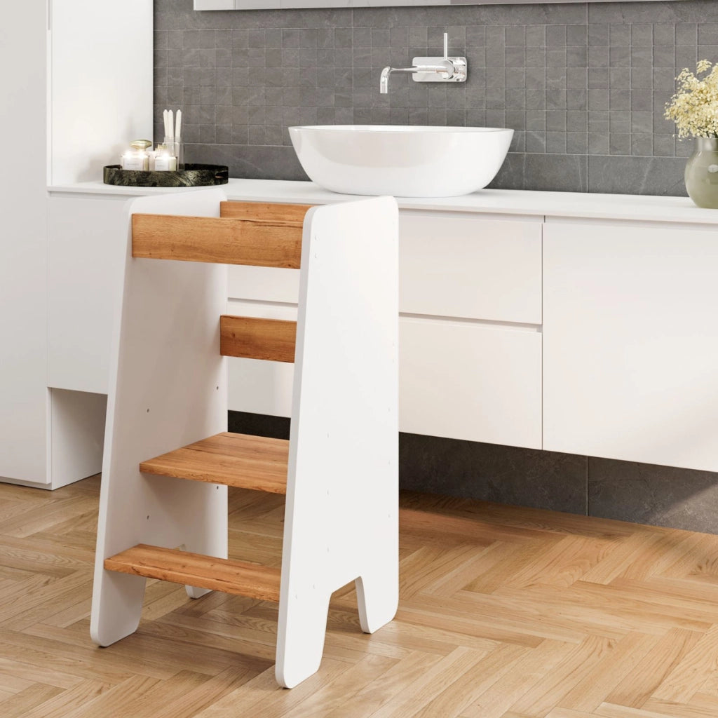 Torre Montessoriana Kitchen Helper Bianco e Quercia