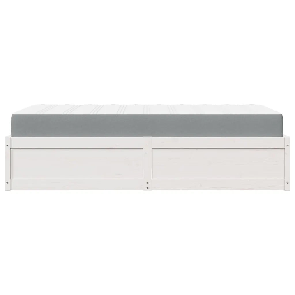 Letto con Materasso Bianco 100x200 cm in Legno Massello di Pino 3281941