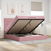 Struttura Letto Pouf con Materassi Rosa 160x200 cm Velluto 3313486