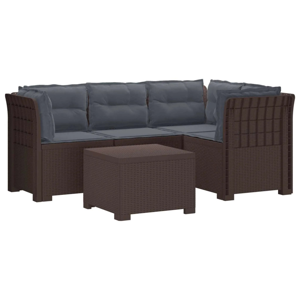 Divano da giardino 4 posti con cuscini aspetto rattan PP 3444021