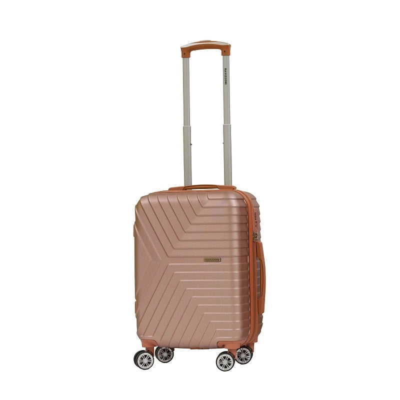 Trolley valigia in ABS rigido, 4 doppie ruote golden rose, 55x40x20cm Lisabo