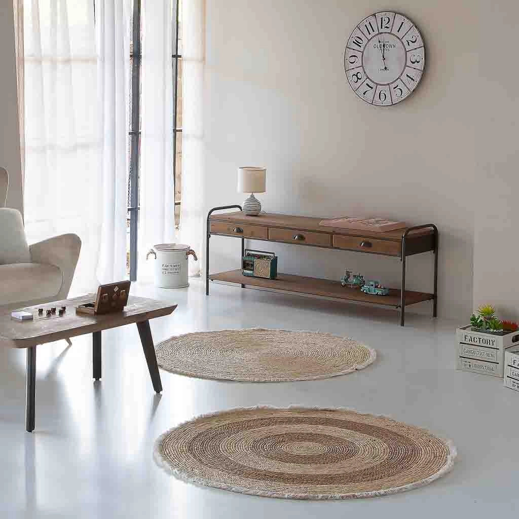 Tappeto marrone in fibra naturale intrecciato a mano d120x1h
