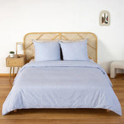 Set biancheria da letto in microfibra a righe blu, 2 posti