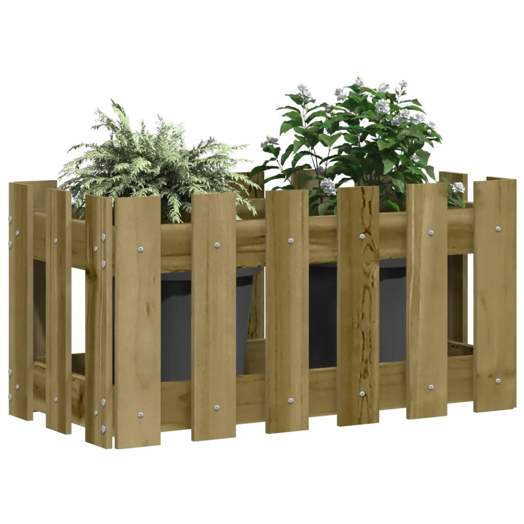 Fioriera | Cassetta per fiori | Vaso Giardino a Recinzione 60x30x30 cm in Pino Impregnato