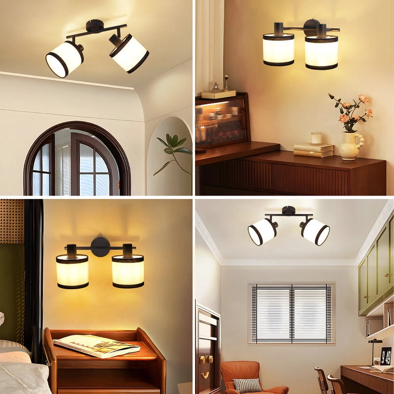 ZMH Faretto da soffitto neri 2 luci E14 LED tessuto per corridoio senza lampadina
