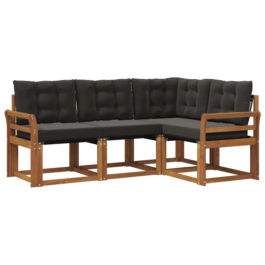 Set di divani da esterno con cuscino 4 pcs Naturale e Nero 3368619