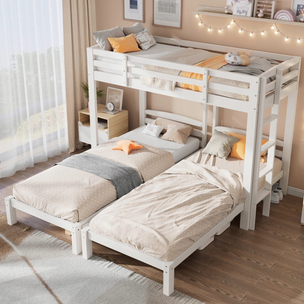 Letto a tre piani - Xylo - 90x200 - Bianco - Senza materasso