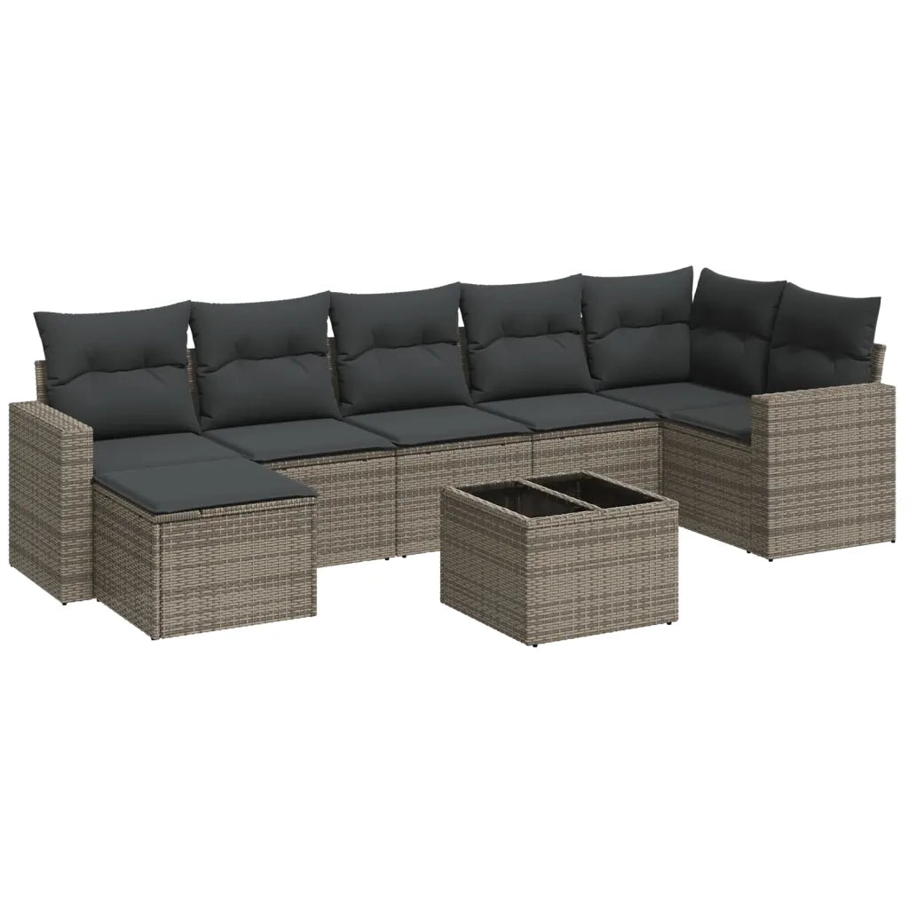 Set Divano da Giardino 8 pz con Cuscini Grigio in Polyrattan 3251627